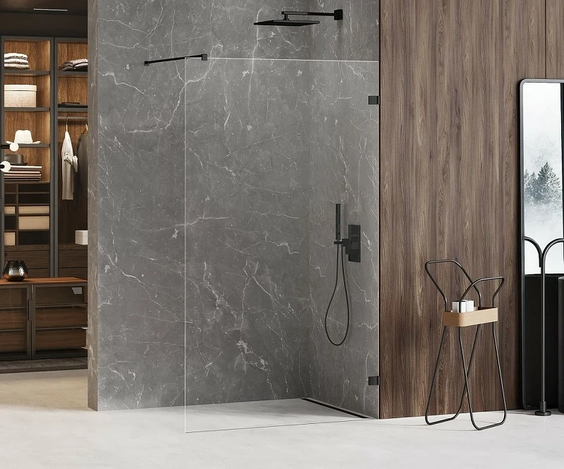 Душевая перегородка New Trendy Avexa Black 70 EXK-1624 профиль Черный стекло прозрачное