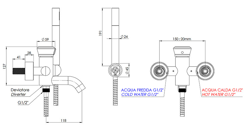 Смеситель для ванны Remer Element ET02BG цвет Золото брашированное
