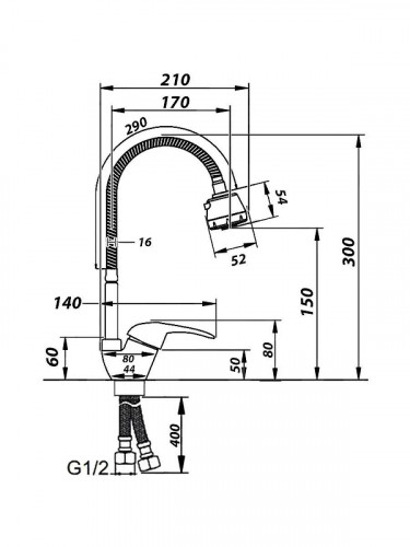 Смеситель для кухни Wisent WP53213 цвет Хром