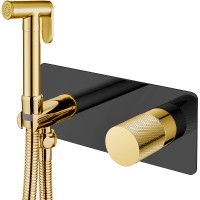 Гигиенический душ со смесителем Boheme Stick 127-BG.2 Черный матовый Золото латунь на стену