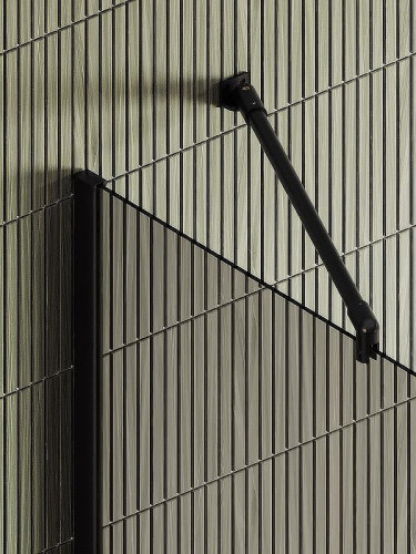 Душевая перегородка Maybah Glass MGD-1459-6ш 990х1950 в широком профиле с полотенцедержателем Черный стекло бронзовое