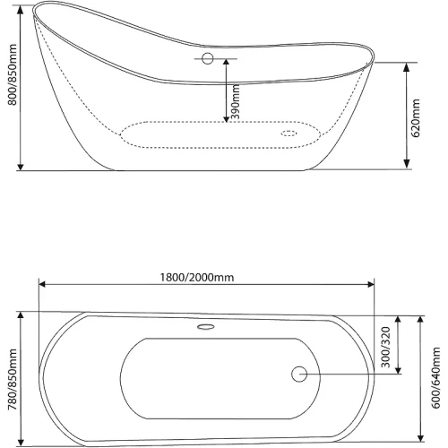 Акриловая ванна Grossman Style 200x85 GR-2302 без гидромассажа