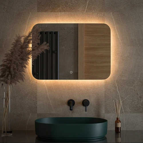 Зеркало Defesto Opti 70x50 DF 2814SH с подсветкой 21W-3000К/Сенсорный выключатель/Теплый белый свет