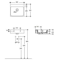 Раковина Kerasan Cento 40 353901*0 Белая фарфор подвесная