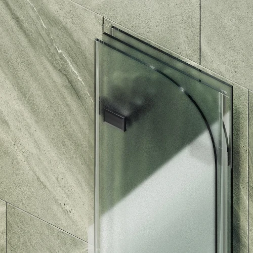 Шторка для ванны Maybah Glass MGV-581-6 750х1400 складная 3 секции Черный стекло сатиновое