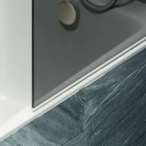 Шторка для ванны Maybah Glass MGV-780-3 600х1400 поворотная на монопетле с полотенцедержателем Золото стекло графитовое матовое