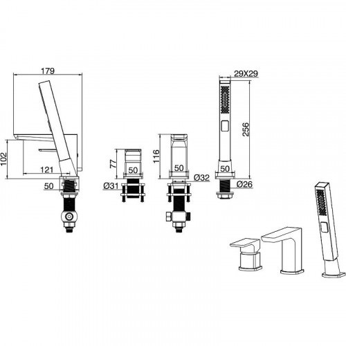 Смеситель на борт ванны Allen Brau Infinity 5.21008-00 Хром латунь