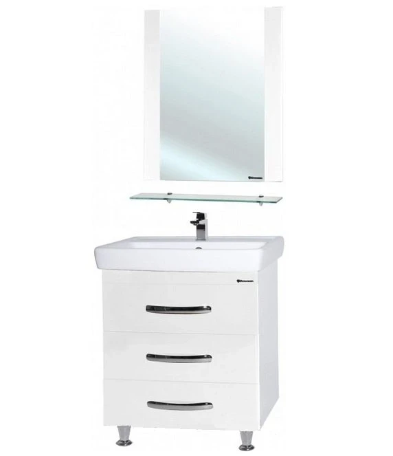 Зеркало Bellezza Рокко 70 4613711030011 с полкой Белое МДФ / ЛДСП, стекло