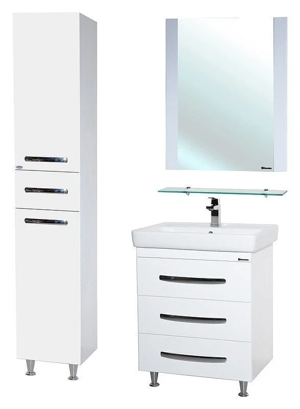 Зеркало Bellezza Рокко 70 4613711030011 с полкой Белое МДФ / ЛДСП, стекло