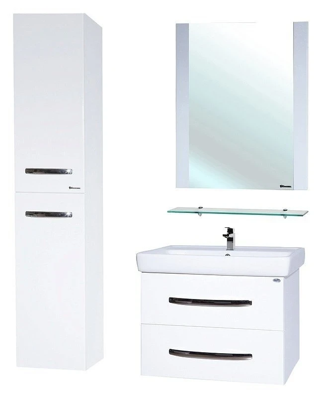 Зеркало Bellezza Рокко 70 4613711030011 с полкой Белое МДФ / ЛДСП, стекло