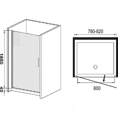 Душевая дверь в нишу River Bosfor 80 МТ 10000001113 профиль Матовый хром стекло матовое