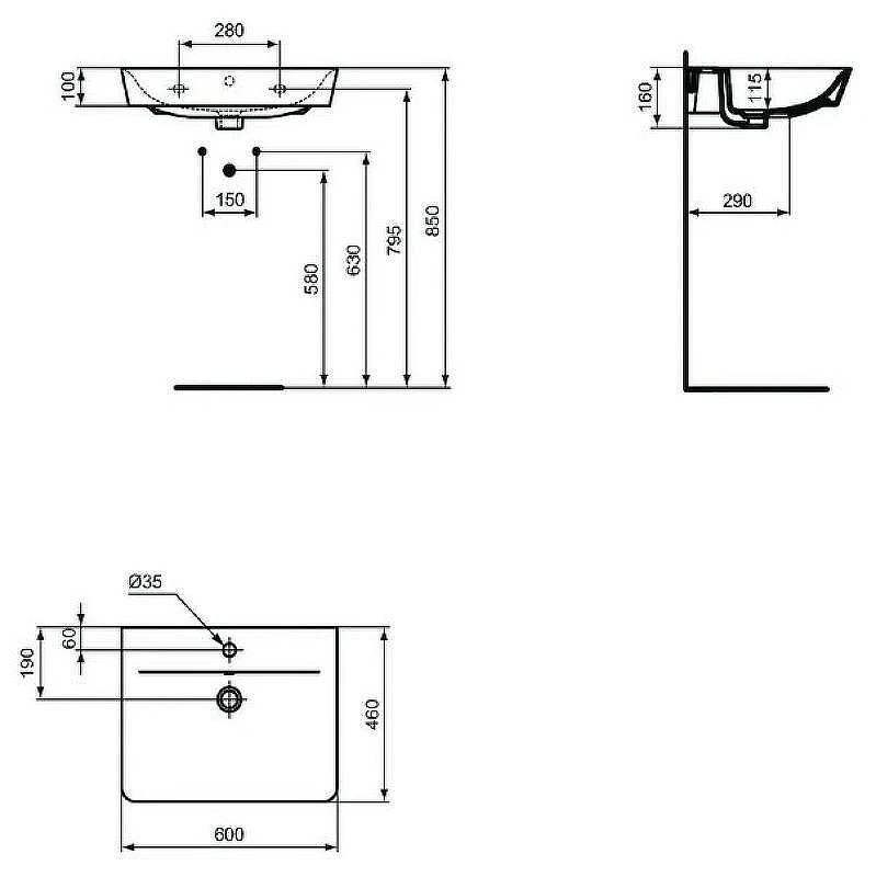 Раковина Ideal Standard Connect Air 60 E0298V3 Черный шелк