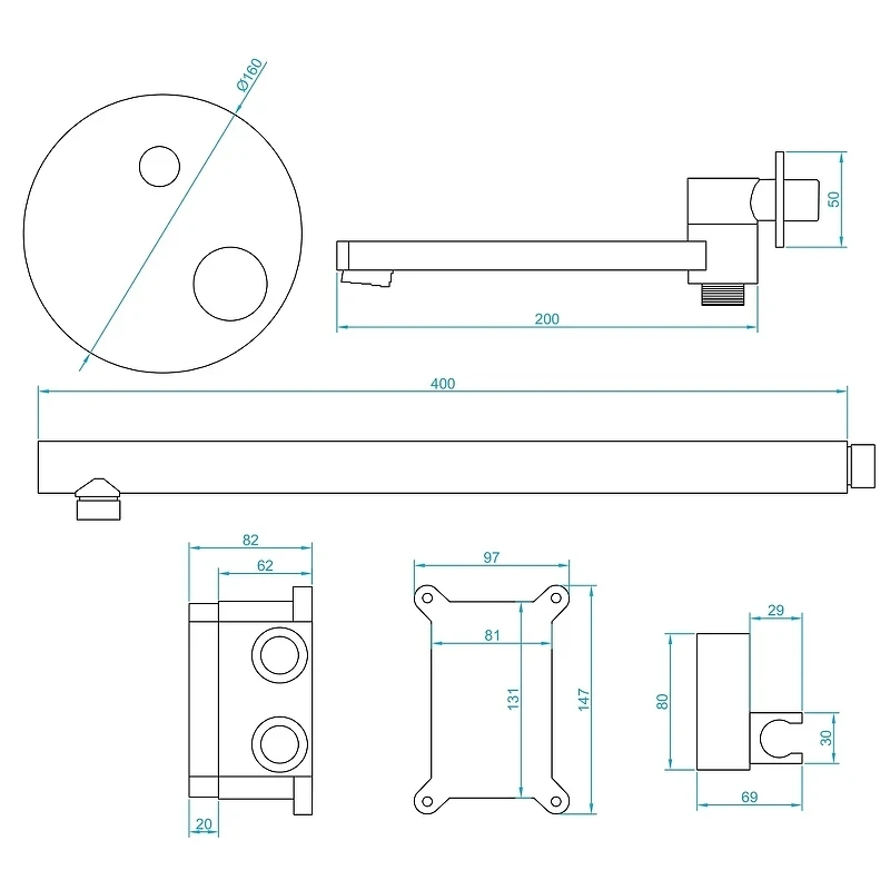 Душевая система RGW Shower Panels SP-55 51140855-01 Хром латунь встраиваемый