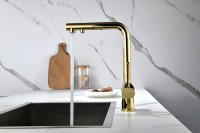 Смеситель для кухни Paulmark Serpentine Se213222-G Золото латунь однорычажный