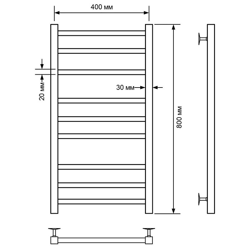 Водяной полотенцесушитель Comfysan Pioli-K W-8 80x40 014285 Черный матовый