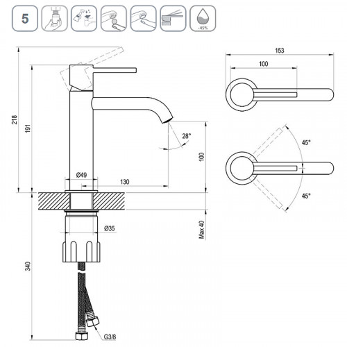 Смеситель для раковины Ravak Espirit ES 012.00CR X070193 Хром латунь