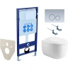 Комплект унитаза с инсталляцией Aquatek Set Aquatek Альтаир cm-019 4в1 с сиденьем Микролифт и клавишей смыва Хром матовый фарфор подвесной