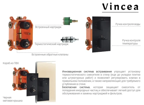 Душевая система Vincea VSFW-102TCH с термостатом Хром латунь встраиваемый