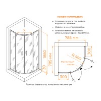 Душевой уголок RGW Classic CL-55B 80x80 72095588-14 профиль Черный стекло прозрачное