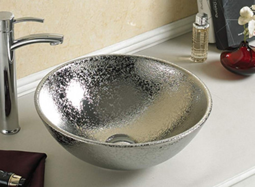 Раковина-чаша CeramaLux 41 7226SS Серебро фаянс накладная