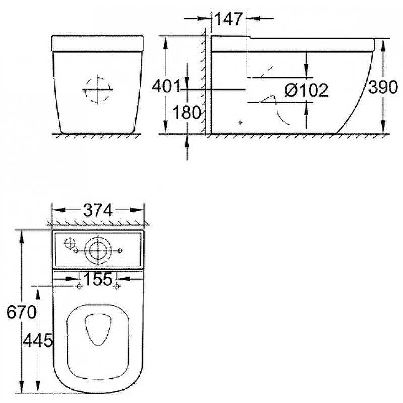 Унитаз-компакт Grohe Euro Ceramic 3933800H без бачка и сиденья