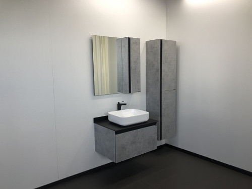 Зеркало со шкафом Comforty Эдинбург 75 00004149063 Бетон светлый МДФ / ЛДСП, стекло