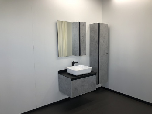 Зеркало со шкафом Comforty Эдинбург 75 00004149063 Бетон светлый МДФ / ЛДСП, стекло