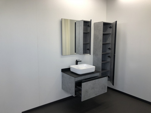 Зеркало со шкафом Comforty Эдинбург 75 00004149063 Бетон светлый МДФ / ЛДСП, стекло