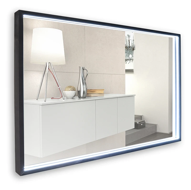 Зеркало Art&Max Aversa 120 AM-Ave-1200-700-DS-F с подсветкой цвет Черный с бесконтактным выключателем