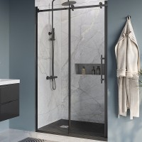Душевая дверь BelBagno Marino 120 MARINO-BF-1-120-C-NERO профиль Черный матовый стекло прозрачное