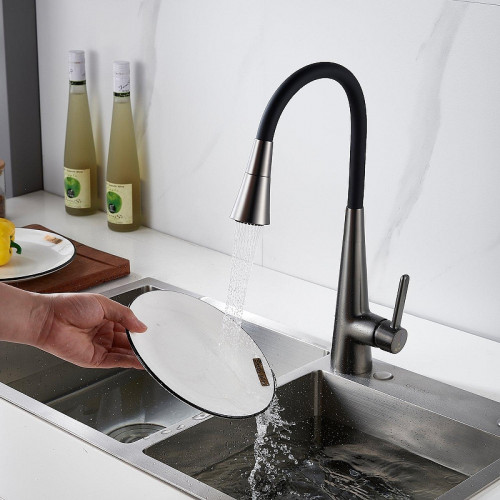 Смеситель для кухни Rose R213T цвет Оружейная сталь Черный