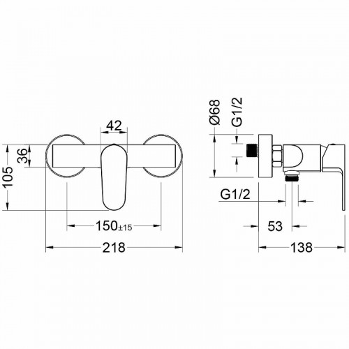 Смеситель для душа Aquatek Оберон AQ1260MB Черный матовый латунь на стену