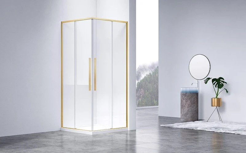 Душевой уголок Vincea Slim-N 100x80 VSS-4SN8010CLG профиль Брашированное золото стекло прозрачное