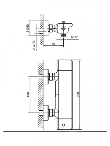 Смеситель для душа AltroBagno Lamberto 030501 Cr с термостатом цвет Хром