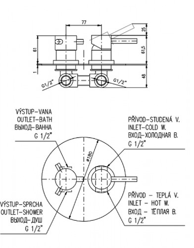 Смеситель для душа Rav Slezak Seina SE986KZ Золото встраиваемый