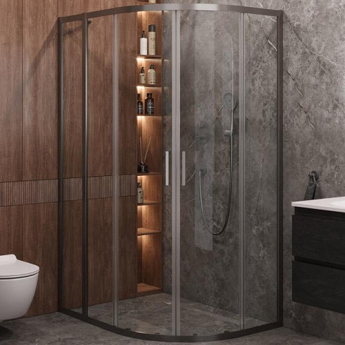 Душевой уголок Cezares Molveno 120x90 MOLVENO-RH-2-120/90-C-GM-IV профиль Оружейная сталь стекло прозрачное