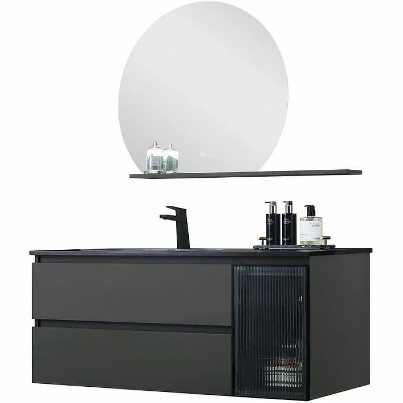 Тумба с раковиной Orans BC-2055-1200L 120 2055120L подвесная Темно-серая стекло