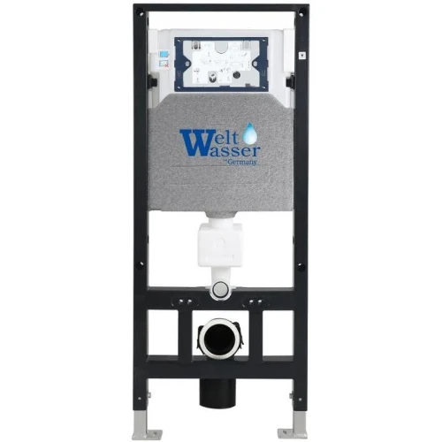 Комплект унитаза с инсталляцией WeltWasser AMBERG 506 + BAARBACH 004 GL-WT + AMBERG RD-MT CR 10000006769 цвет Белый глянцевый с сиденьем Микролифт и клавишей смыва цвет Хром матовый
