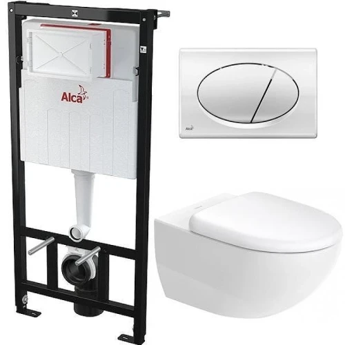 Унитаз с инсталляцией Duravit Architec 45720900A1 + Alcaplast Sadromodul AM101/1120+M71 с сиденьем Микролифт и клавишей смыва Хром