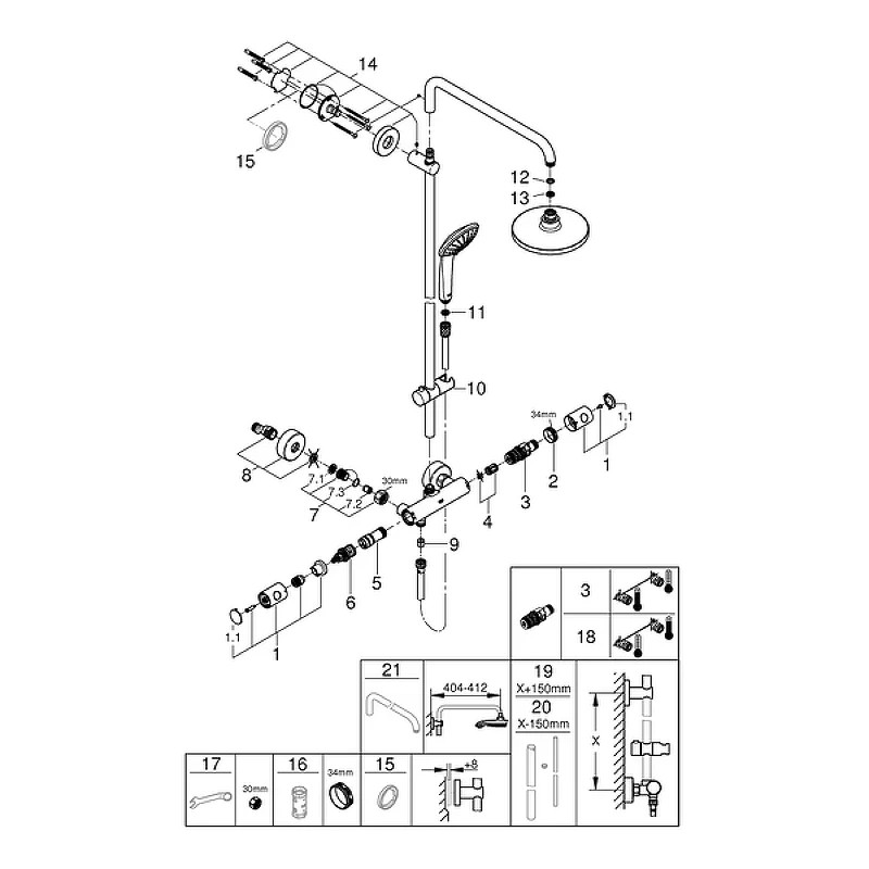 Душевая система Grohe Euphoria System 180 27296001 Хром латунь на стену
