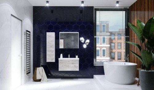 Шкаф пенал Roca Ronda 32 ZRU9303006 R подвесной Бетон Белый матовый