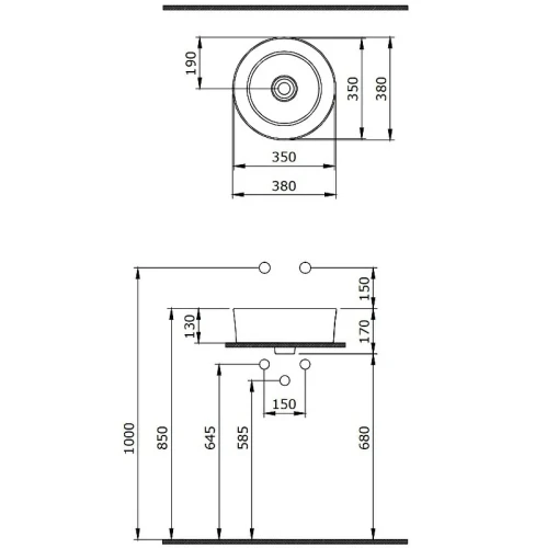 Раковина-чаша Berges Mascon 40 181005 Белая глянцевая фарфор накладная