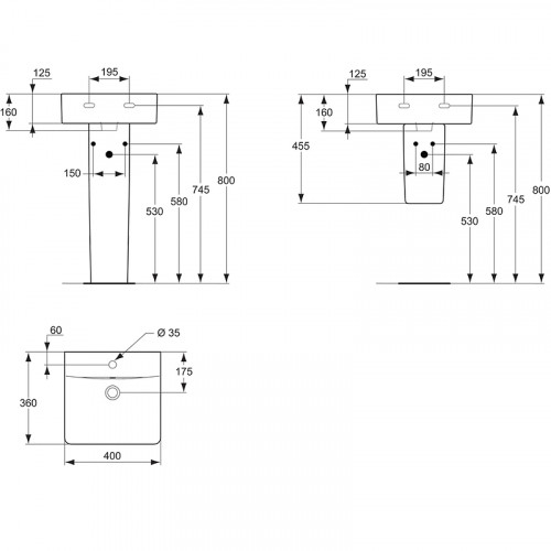 Раковина Ideal Standard Connect Cube 40 E803301 Euro White фарфор подвесная, накладная