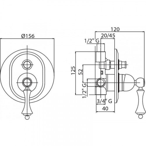 Смеситель для душа Cezares Margot MARGOT-VDIM-03/24-N Золото 24 карат латунь встраиваемый
