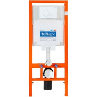 Комплект унитаза с инсталляцией BelBagno Sfera-R BB046CHR/BB2111SC/BB002-80/BB014-SR-BIANCO с сиденьем Микролифт и Белой клавишей смыва фаянс подвесной