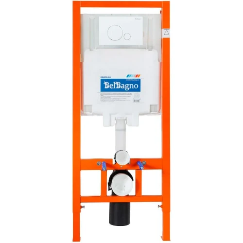 Комплект унитаза с инсталляцией BelBagno Sfera-R BB046CHR/BB2111SC/BB002-80/BB014-SR-BIANCO с сиденьем Микролифт и Белой клавишей смыва фаянс подвесной