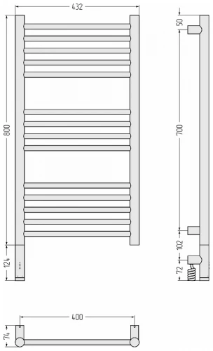 Электрический полотенцесушитель Сунержа Богема 3.1 прямая 80x40 05-6004-8040 цвет Состаренная бронза