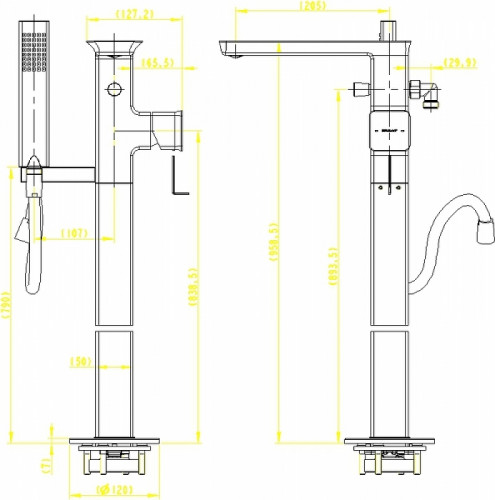 Смеситель для ванны Bravat Phillis F656101C-B3-ENG напольный Хром латунь на пол