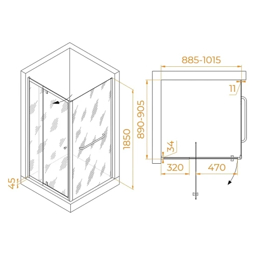 Душевой уголок RGW Passage 90x90 410832199-011 профиль цвет Хром стекло прозрачное