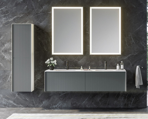 Шкаф пенал Orka Cube 40 3000365 подвесной Антрацит матовый Белый МДФ / ЛДСП